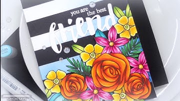 Striped Floral Bouquet with Copic Coloring