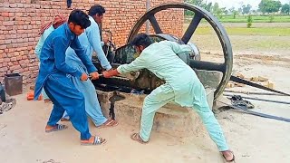 How to starting desi cold diesel engine 275 rpm power engine 22hp || How to start up diesel engine