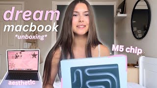BUYING MY DREAM MACBOOK 🌸 how I paid for it, unboxing, aesthetic setup