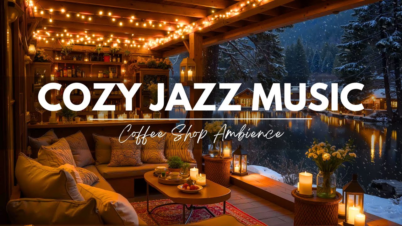 Warm Crackling Fireplace & Cozy Jazz Instrumental Music in Coffee Shop Ambience to Study and Sleep