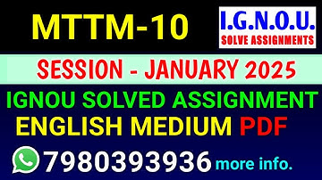 MTTM-10 solved assignment 2025 | MTTM-10 solved assignment 2025 | Ignou MTTM-10 in English