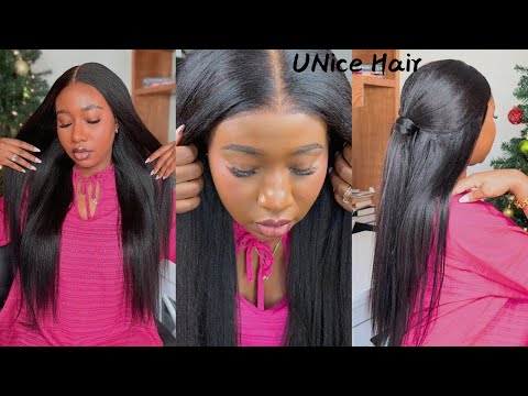🔥100% RECOMMEND! PERFECT GLUELESS DRAWSTRING YAKI WIG FOR BEGINNERS| UNICE HAIR