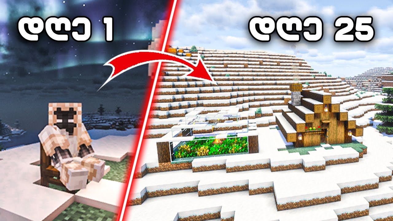 გადარჩე 100 დღე ! ზამთარში MINECRAFT HARDCORE | ნაწილი 1