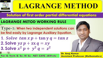 Lagrange Method PDE | Lagrange Method for Partial Differential Equations | Type 1 Questions