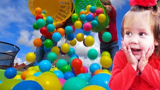 Five Kids Family Play We Are In the Car In Ball Pool | Rain Rain Go Away Kids Song With Chiki-Piki