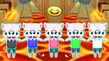 TALKING TOM GOLD RUN - ALL TWIN COLOR REACTION ANGELA LAVA FALLS/DOWN IN LAVA WORLD FUNNY FAIL