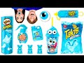 Blue food challenge  edible battle by happy fun