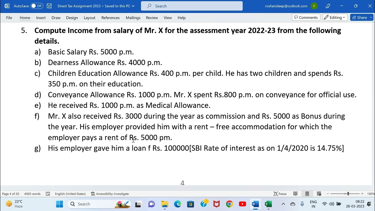 Computation of Taxable Salary by Deepak Gupta (Q5)