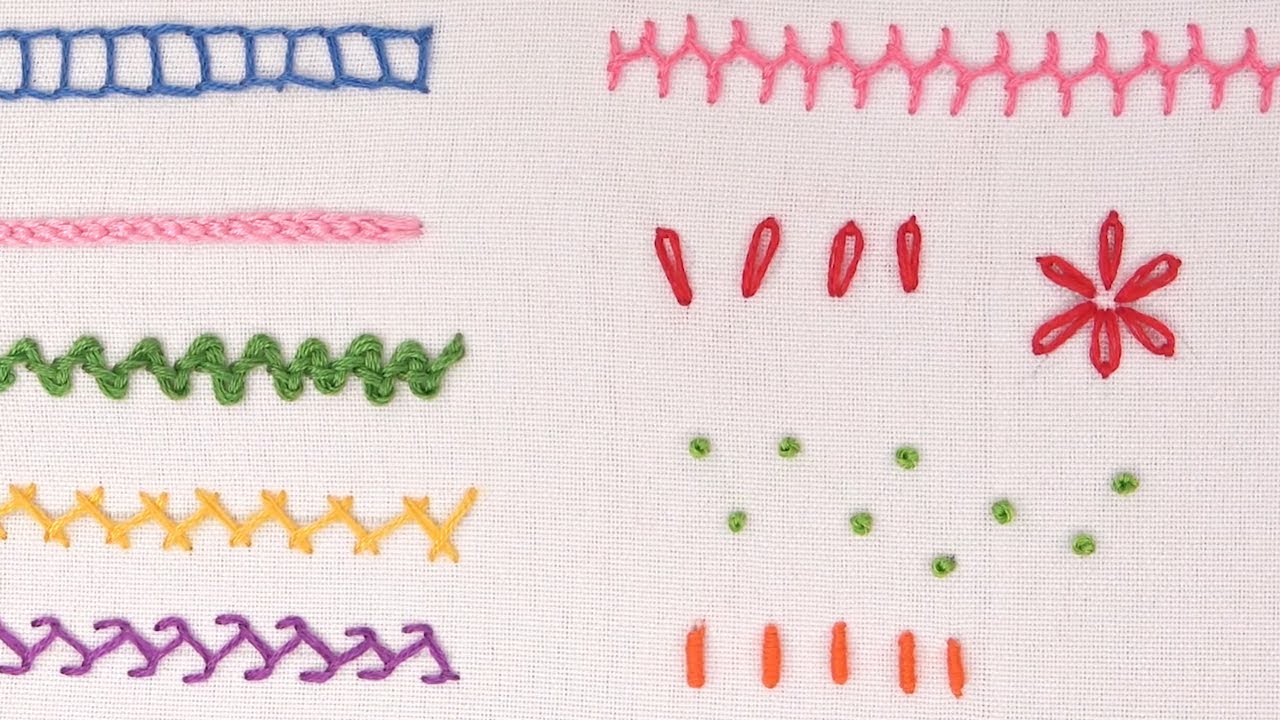 Comunismo Lechuguilla Campo Hand Embroidery for Beginners: 11 Basic Stitches | Artesd'Olga - YouTube