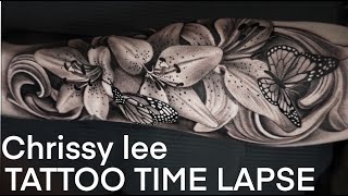 TATTOO TIME LAPSE | LILLIES AND BUTTERFLIES | CHRISSY LEE | SIX THREE TV
