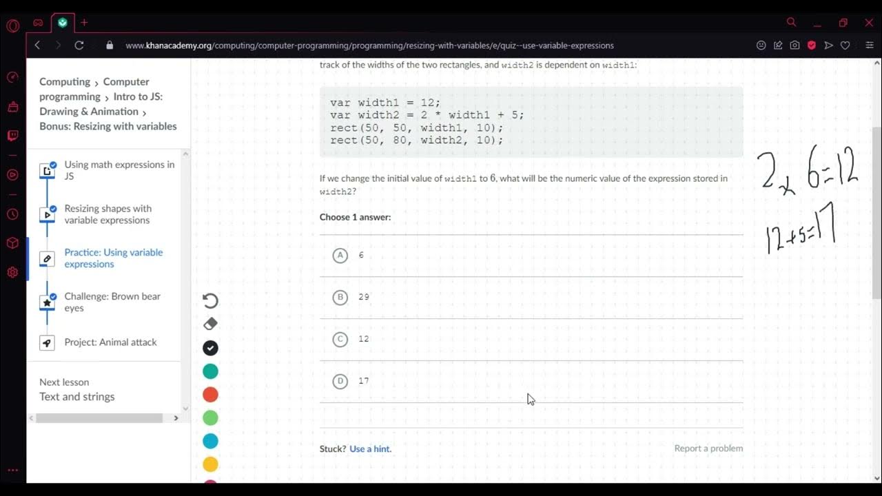 Practice questions Using variables expression {Khan academy} YouTube