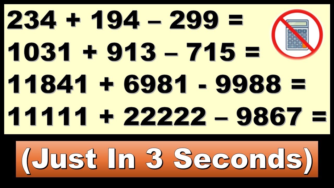 COOL MATHS TRICK / ADDITION AND SUBTRACTION TRICK - YouTube