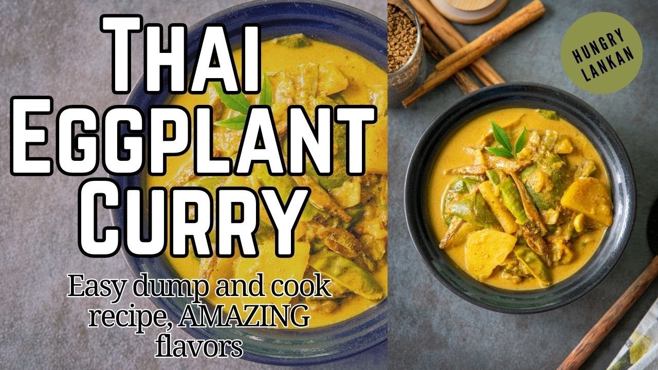 Thai eggplant Curry with Potatoes and sprats/ Sri Lankan style. තලන බටු කිරට කරිය