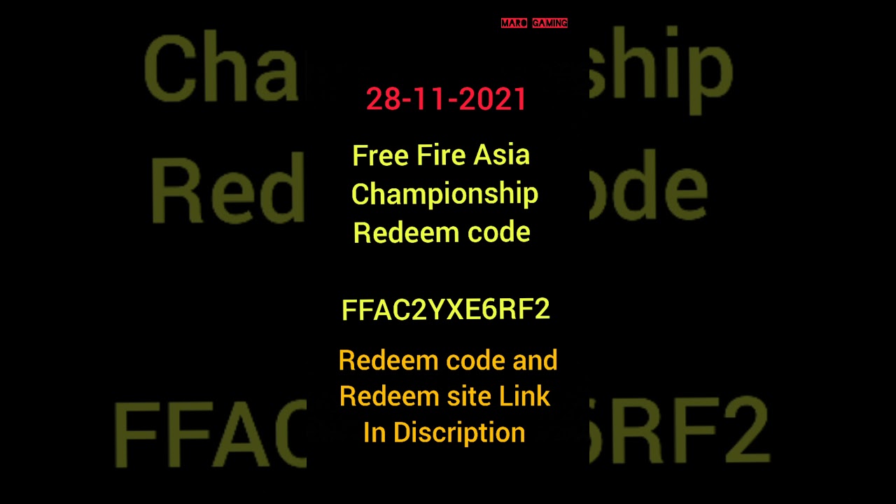 Free Fire Asia Championship Redeem Code | 