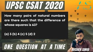 How many pairs of natural numbers are there such that the difference of whose squares is 63 | 2020 |