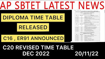 AP DIPLOMA C16 ,ER91 ,C20 TIME TABLE RELEASED | REVISED DATES ANNOUNCED DEC2022