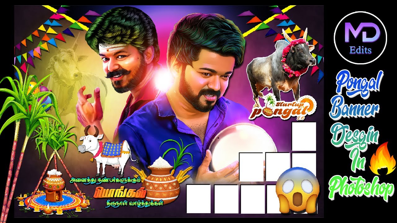 How to Edit Pongal Banner With Thalapathi Vijay In photoshop Tamil | MD  Edits - YouTube