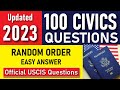 2023 USCIS Official 100 Civics Test Questions & Answers | US Citizenship (One Easy Answer) Random
