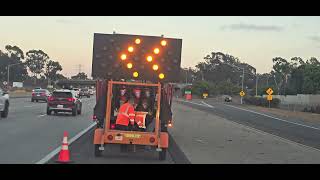 7/23/25 set-up.  Pre-warning kites,  close lanes 3-5 on sb805 from Balboa to Mesa College
