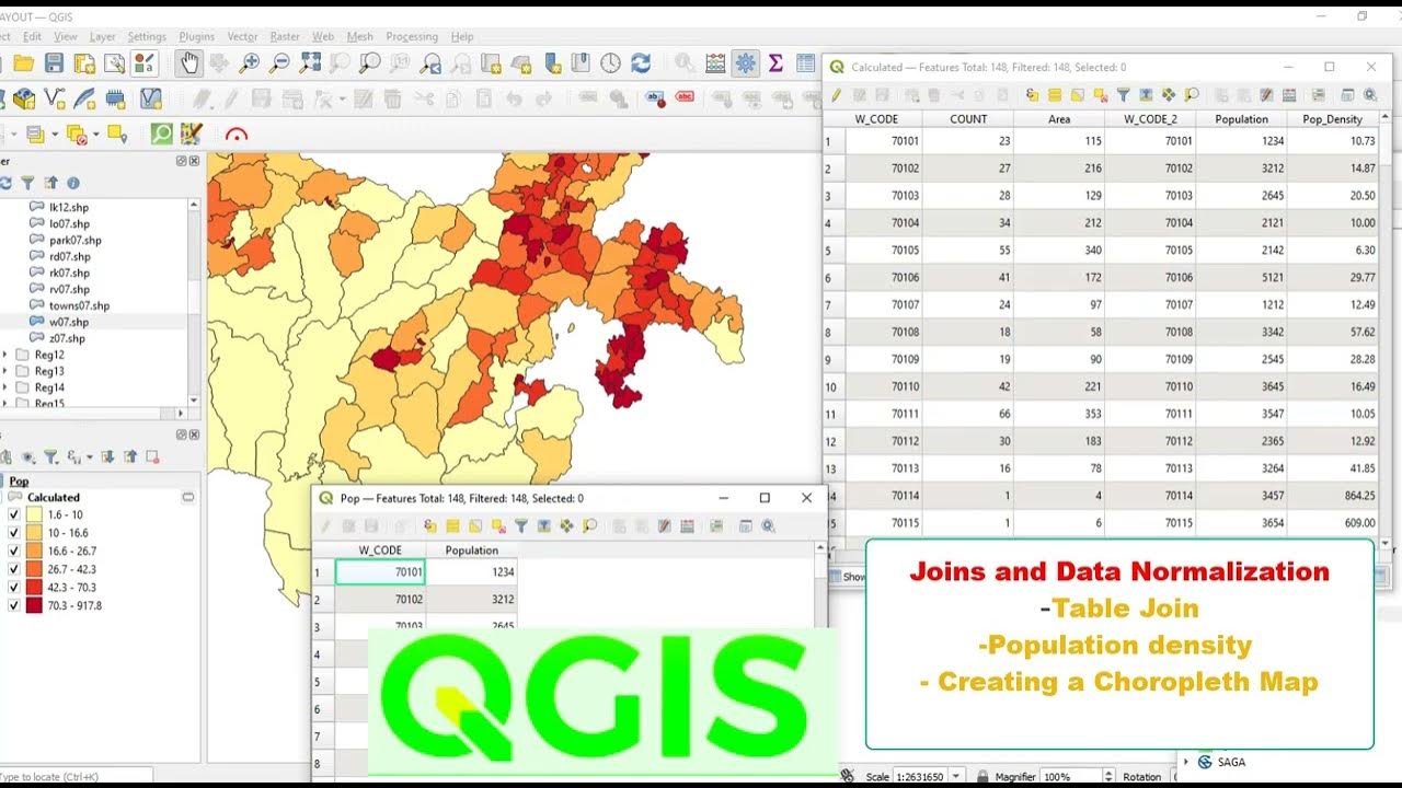 Working with attribute table in QGIS Joining tables Population density