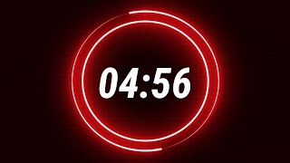 5-Minute Countdown Timer - Neon Red