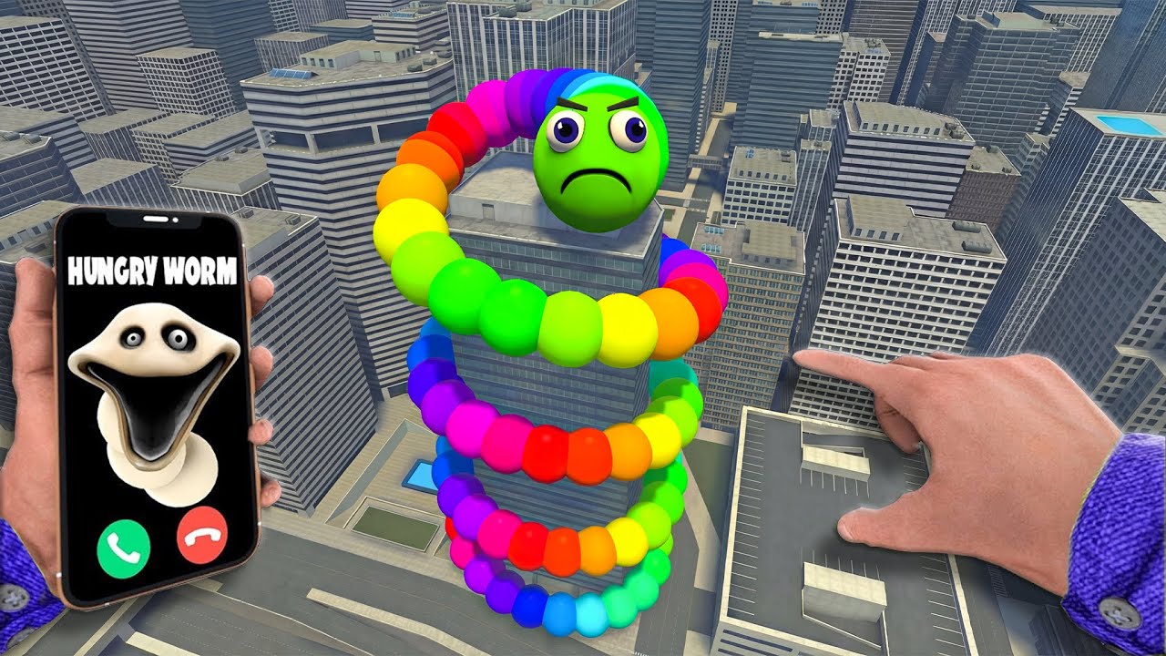 Long Slide Game With ROBLOX HUNGRY RAINBOW WORM BECAME RAINBOW HUNGRY SNAKE CALL In Garry's Mod