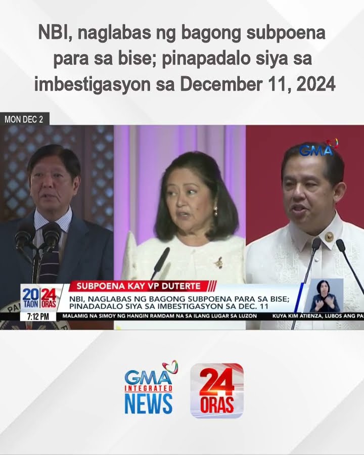 NBI, naglabas ng bagong subpoena para sa bise | 24 Oras