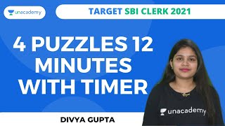 तैयारी SBI CLERK 2021 की - 4 Puzzles 12 Minutes with Timer ( Day-39 ) by Divya Gupta