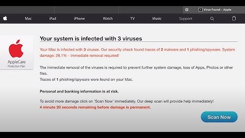 "Your system is infected with 3 viruses" Mac Onilne Scam Removal Guide (2023 update)
