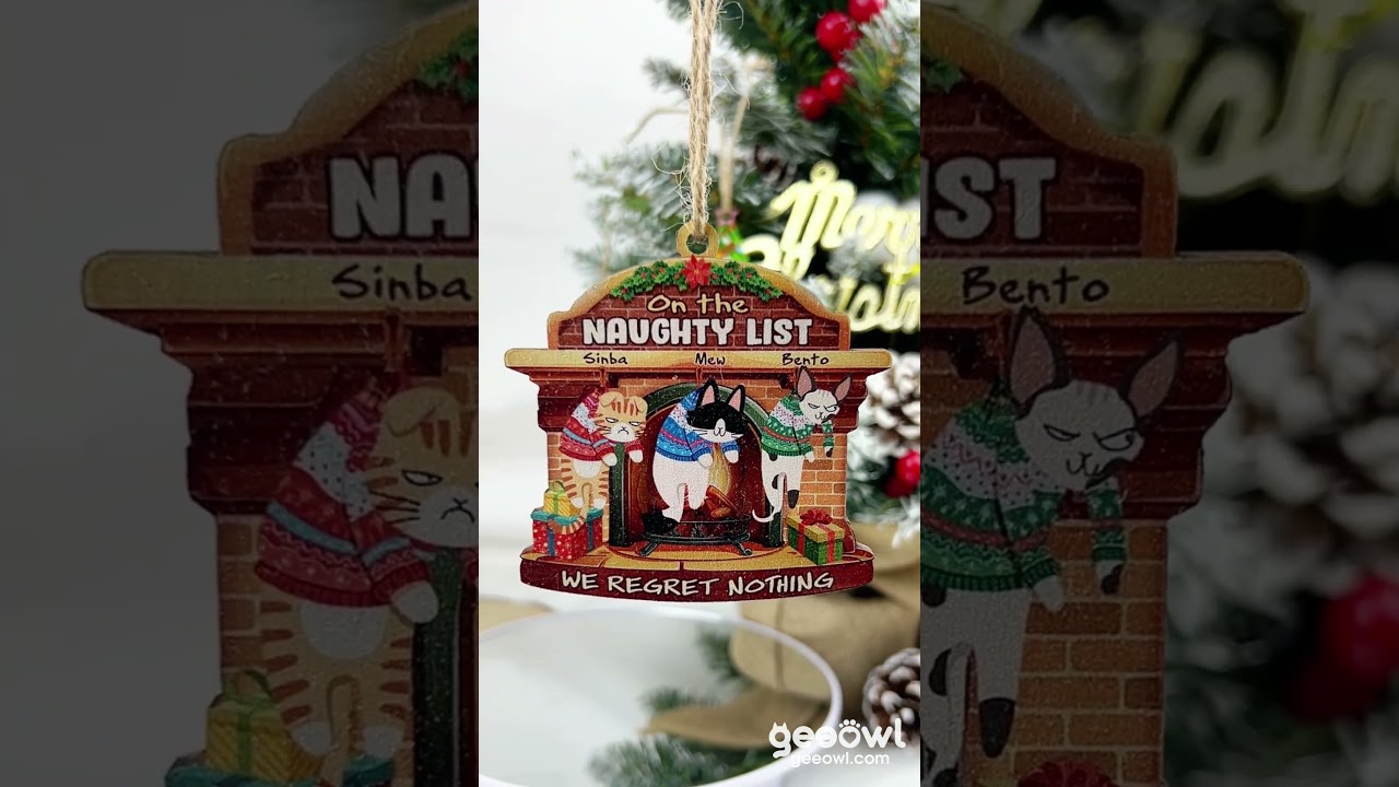 Christmas Gifts For Cat Lovers Personalized Wooden Cat Ornaments 