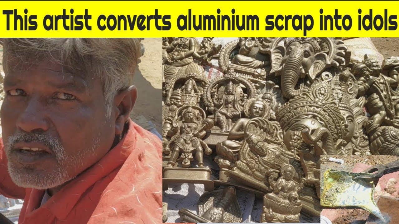 Carving Hindu God statues by melting Aluminium| Making of Hindu Goddess Statue with Wasted Aluminium