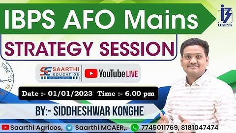 IBPS AFO Mains 2023 Strategy Session By - Siddheshwar Konghe (EX AFO BOI)