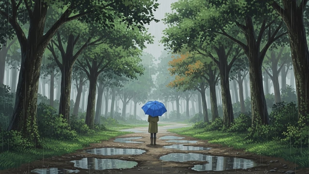 Rainy Forest Stop | Ghibli Art Style