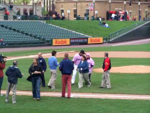 Elizabeth Osta throws out first pitch at Red Wings Game