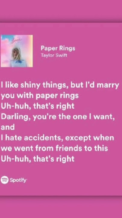 Taylor Swift Paper rings Easy lyrics
