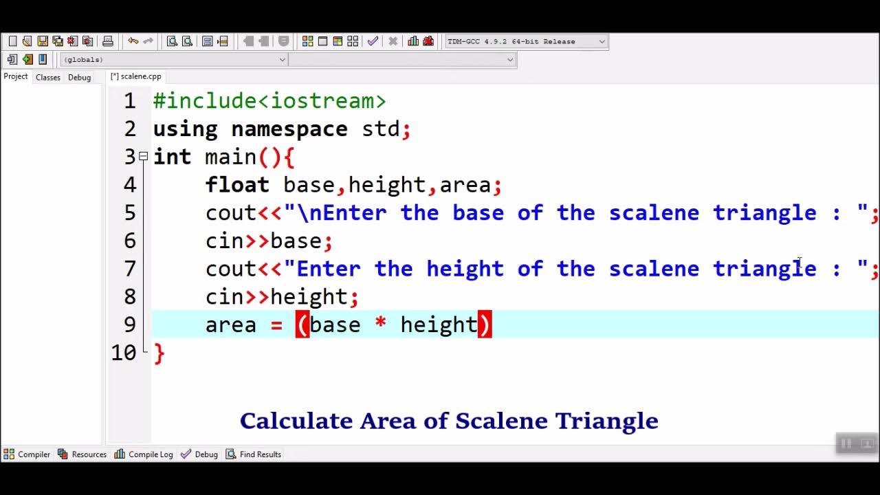 How to Calculate Area of Scalene Triangle if base and height are given in C++ YouTube