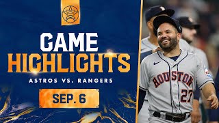 Astros vs. Rangers Game Highlights (9\/6\/23) | MLB Highlights