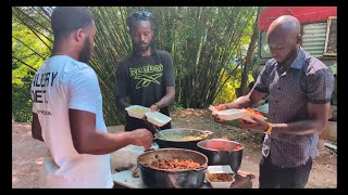 Brown stew chicken w calaloo rice | feeding the homeless people in Kingston