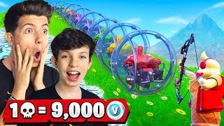 1 Elimination = 9,000 VBucks w\/ My 13 Year Old Little Brother (Fortnite Challenge)