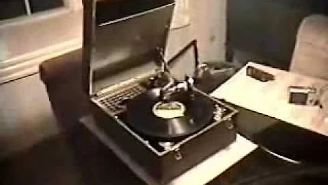 German "Gramola" portable phonograph playing record