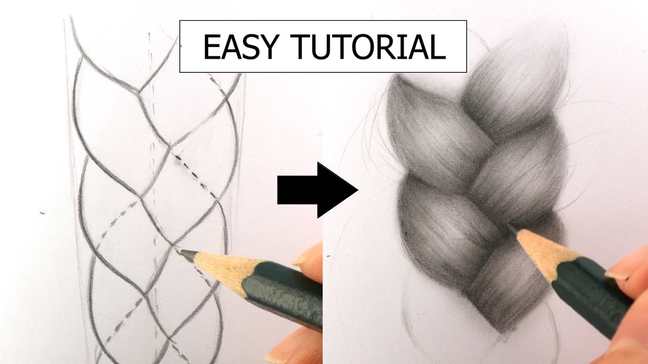 How To Draw Realistic Braid Plait For Beginners Real Time Easy Tutorial