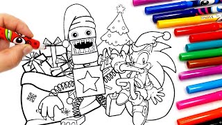 Sonic Prime and Boxy Boo Happy New Year 2023 Coloring Pages - Poppy Playtime Tobu
