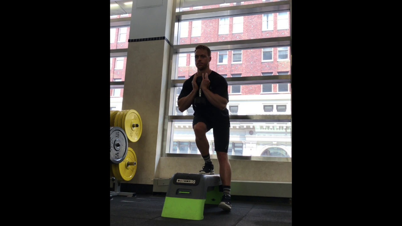 Dumbbell Goblet Single Leg Squat off Box - YouTube