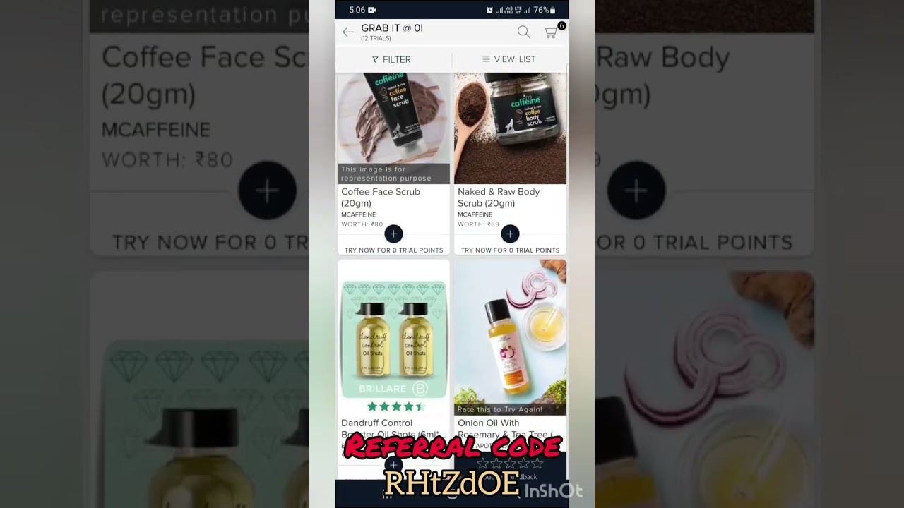 0 trial point products/free products/smytten 0 trial point products today