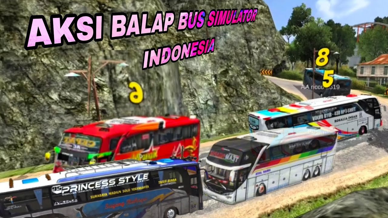 AKSI BUS BALAP VERSI BUS SIMULATOR NDONESIA | SERU CAMPUR NGAKAK - YouTube