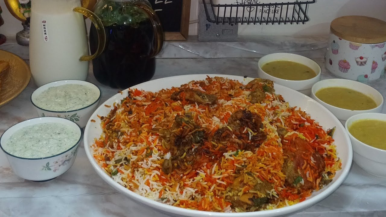 برياني مختلف بدجاج  🙉وسحور لذيذ يوم رمضاني😘ترتيب خبز 🌜سوات كاستر بجلي