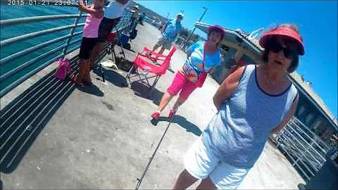 Karen going crazy on the pier Fishing San Diego