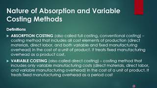 (Re-uploaded) ARW MAS - ABSORPTION AND VARIABLE COSTING