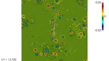 A blade oscillates in a low-viscosity fluid: LBM simulation
