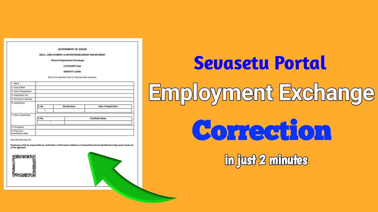 Employment Exchange Correction Online 2023 // NetZone Assam